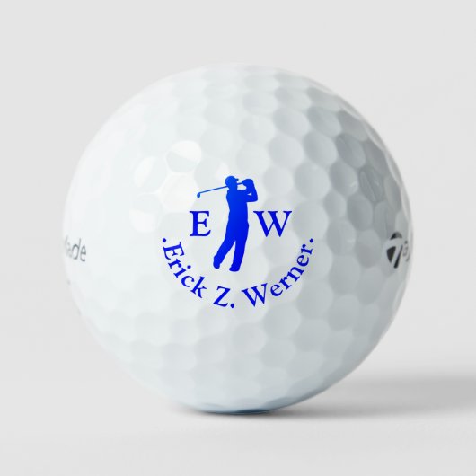 Balles De Golf Man Golfer Classy Blue Monogram  (Recto)