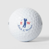 Balles De Golf Man Golfer Classy Red Blue Monogram  (Devant)