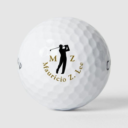 Balles De Golf Man Playing Golf Elegant Monogram  (Devant)