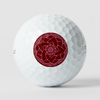 Balles De Golf Mandala rose et rouge classique