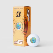 Balles De Golf Marbre Doré Azur (Emballage)