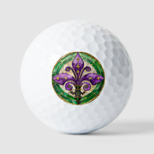 Balles De Golf Mardi Gras Vitrail Fleur de lis