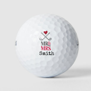 Balles De Golf Mariage de golf M & Mme avec nom de famille avec a