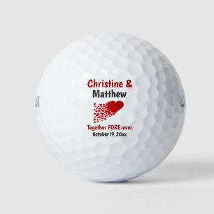Balles De Golf Mariage Favor Coeurs rouges amour pour toujours