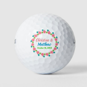 Balles De Golf Mariage Favor Floral Wreath mignonne Calligraphie