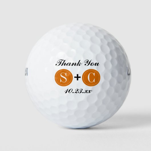 Balles De Golf Mariage Favor Monogramme Initiales Merci (Devant)