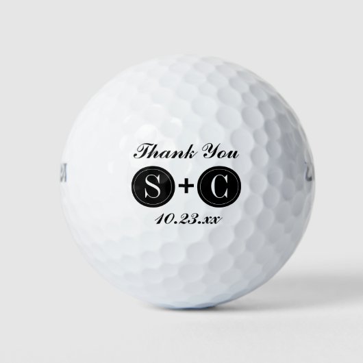 Balles De Golf Mariage Favor Monogramme Initiales Merci (Devant)