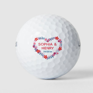 Balles De Golf Mariage Favor Rustique Floral Heart