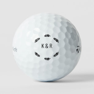 Balles De Golf Mariage Initiales Couple Foliage
