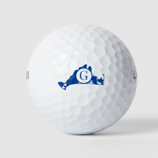 Balles De Golf Marine Monogramme bleu Martha's Vineyard (Devant)