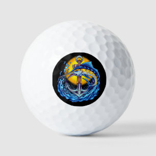 Balles De Golf Marlin bleu, Ancre, vagues et soleil