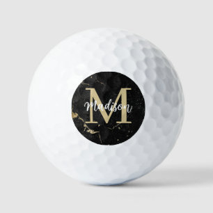Balles De Golf Marque noire d'or initial Monogramme