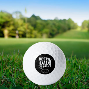 Balles De Golf Meilleur papa par par noir blanc monogramme initia