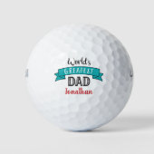 Balles De Golf Meilleur papa Turquoise Cool du monde Nom personna (Devant)