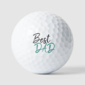 Balles De Golf Meilleur papa Turquoise Script Fête du Père (Recto)