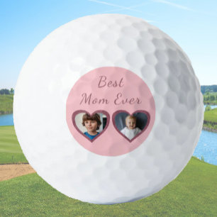Balles De Golf Meilleure maman Coeurs roses 2 Enfants Photo perso
