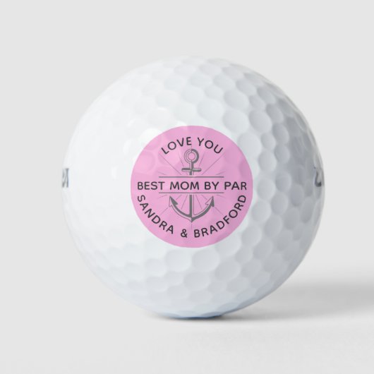 Balles De Golf Meilleure maman par Par Ancre Nom du monogramme (Devant)