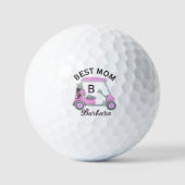 Balles De Golf Meilleure maman Pink Watercolor Panier Nom (Recto)