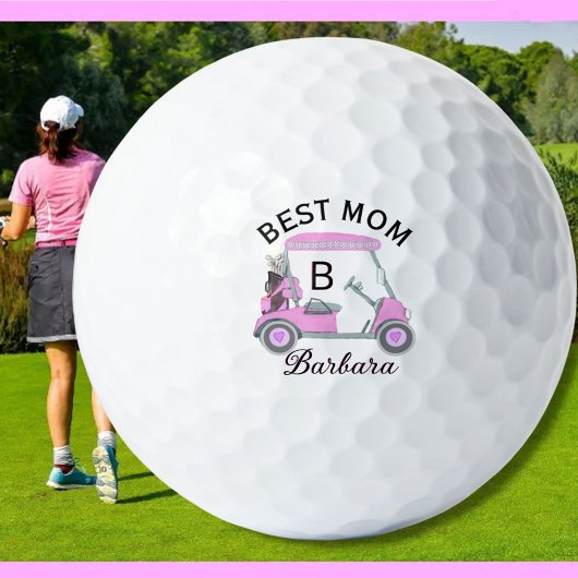 Balles De Golf Meilleure maman Pink Watercolor Panier Nom