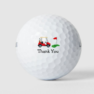 Balles De Golf Merci de golf au golfeur avec chariot et drapeau