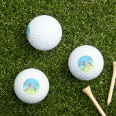 Balles De Golf Merles Bleus Bleu Clair & Vert (Herbe in situ)