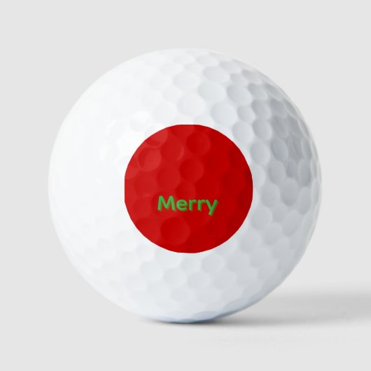 Balles De Golf Merry Green Name on Red (Recto)