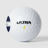 Balles De Golf Midnight Blue White Strips Nom Monogramme (Logo)