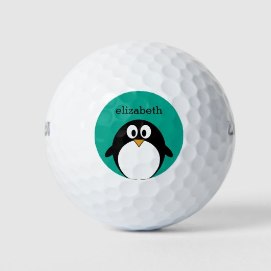 Balles De Golf mignon manchot émeraude de pingouin et noir (Devant)
