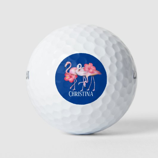 Balles De Golf mignon plage rose flamingo ajouter nom (Devant)