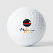 Balles De Golf Mince Red Line & Golf USA Pompier Monogrammé (Recto)