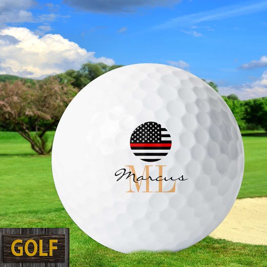 Balles De Golf Mince Red Line & Golf USA Pompier Monogrammé