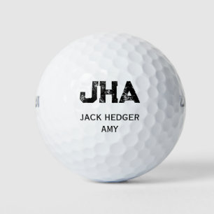BALLES DE GOLF MINIMALISTE NOIR MONOGRAMME À TROIS LETTRES NOM BL