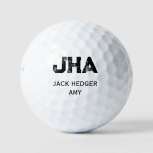 BALLES DE GOLF MINIMALISTE NOIR MONOGRAMME À TROIS LETTRES NOM BL