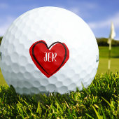 Balles De Golf Modèle de coeur moderne Initiales monogrammes Roug