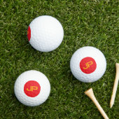 Balles De Golf Modèle de nom initial moderne monogramme jaune et (Herbe in situ)
