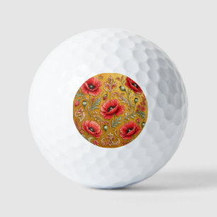 Balles De Golf Modèle fleur de pavot doré