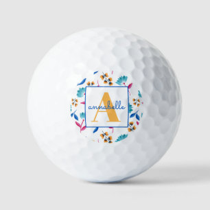 Balles De Golf Modèle floral d'art folklorique monogramme