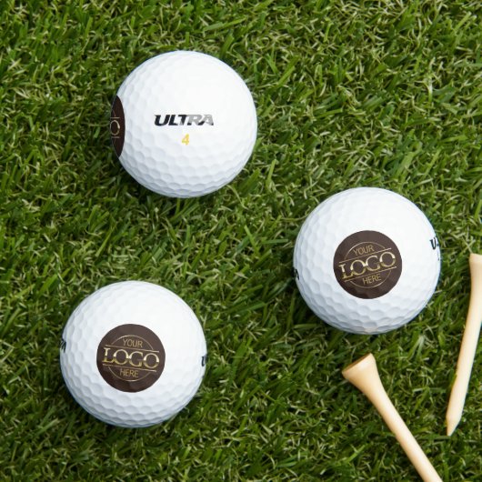 Balles De Golf Modern Custom Company Business Logo Brown Branded  (Herbe in situ)