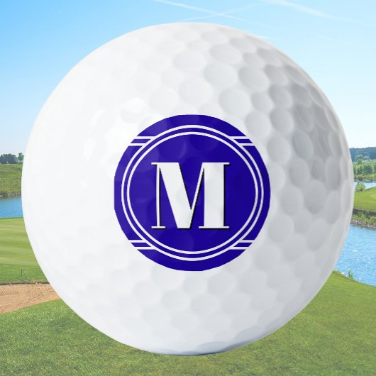 Balles De Golf Modern Elegant Blue Custom Monogram