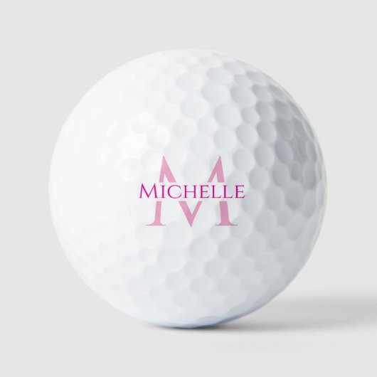Balles De Golf Modern Elegant Initial Name Template Pink Monogram (Recto)