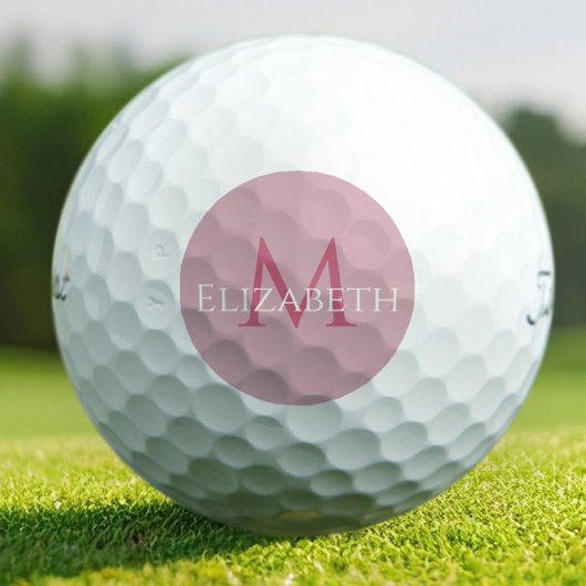 Balles De Golf Modern Pink Monogram Personalized Elegant 