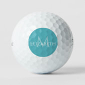 Balles De Golf Modern Teal Monogram Personalized Elegant  (Recto)