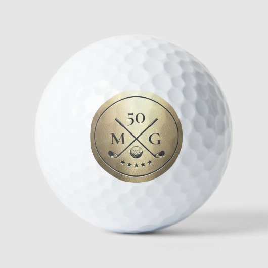 Balles De Golf Moderne 40ème 50ème 60 Anniversaire Golf Monogramm (Recto)