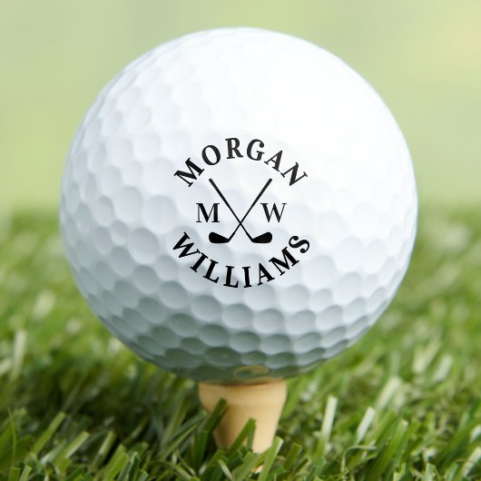 Balles De Golf Moderne Élégant Monogramme Initial Nom