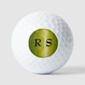 Balles De Golf Moderne Élégant Monogrammé Or et Noir (Recto)