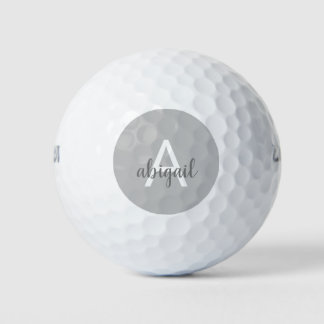 Balles De Golf Moderne Girly Grey Moderne Monogramme Nom