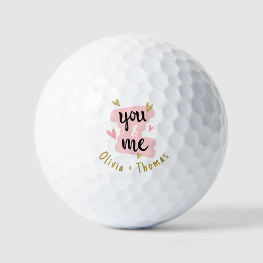 Balles De Golf Moderne mignon vous et moi valentines amoureux de  (Recto)