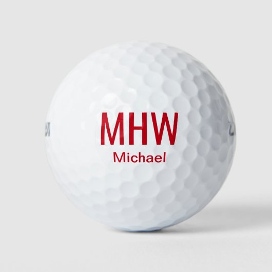 Balles De Golf Moderne Monogramme Rouge (Devant)