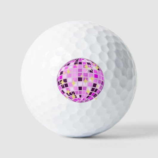 Balles De Golf Moderne rose violet rétro Disco Ball Beige (Recto)