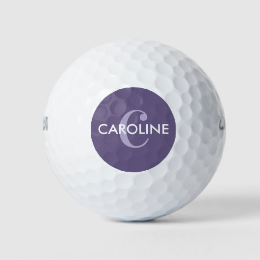 Balles De Golf Moderne simple classique initial violet (Devant)